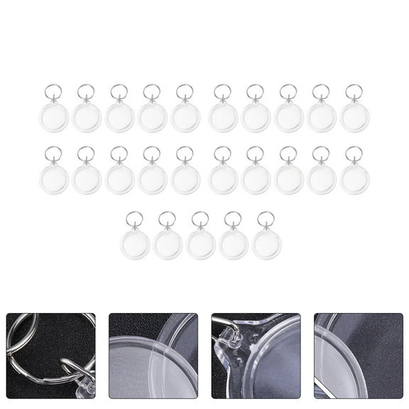 ROSENICE 25Pcs Photo Booth Keychain Round Acrylic Photo Holder for Gifting 4.5x0.3in