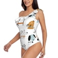 thumbnail image 3 of Yiaed Puppy Print Women One Piece Swimsuits Tummy Control One Shoulder Bathing Suits Pattern Ruffle Swimwear-Medium, 3 of 8