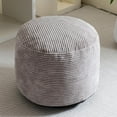 thumbnail image 6 of Round Stuffed Pouf Ottoman, Corduroy Poufs with Foam Chunk Filling, Furry and Fluffy Pouf Foot Stool Storage Ottoman, 20 X 15 Floor Poufs Foot Rest for Living Room, Grey, 6 of 13
