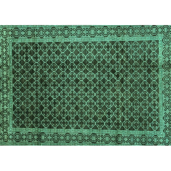 Ahgly Company Indoor Rectangle Southwestern Turquoise Blue Country Area Rugs, 8' x 10'
