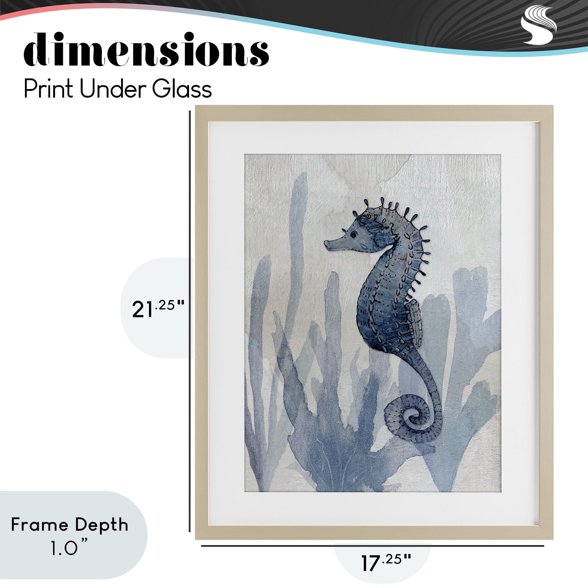 Stupell Industries Organic Seaweed & Seahorse Birch Framed Print Under Glass, design by Susan Jill