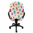 thumbnail image 3 of Cartoon Office Chair Slipcover, Funny Monsters Scary Characters Spooky Beasts Themed Devils Illustration, Protective Stretch Decorative Fabric Cover, Standard Size, Multicolor, by Ambesonne, 3 of 5