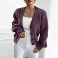 thumbnail image 2 of iHPH7 Cropped Cardigan Cropped Sweater Button Up Cardigan Travel Cardigan Casual Outfits for Women Long Sleeve Cardigan for Women Fall Cardigans for Women Purple XL, 2 of 6