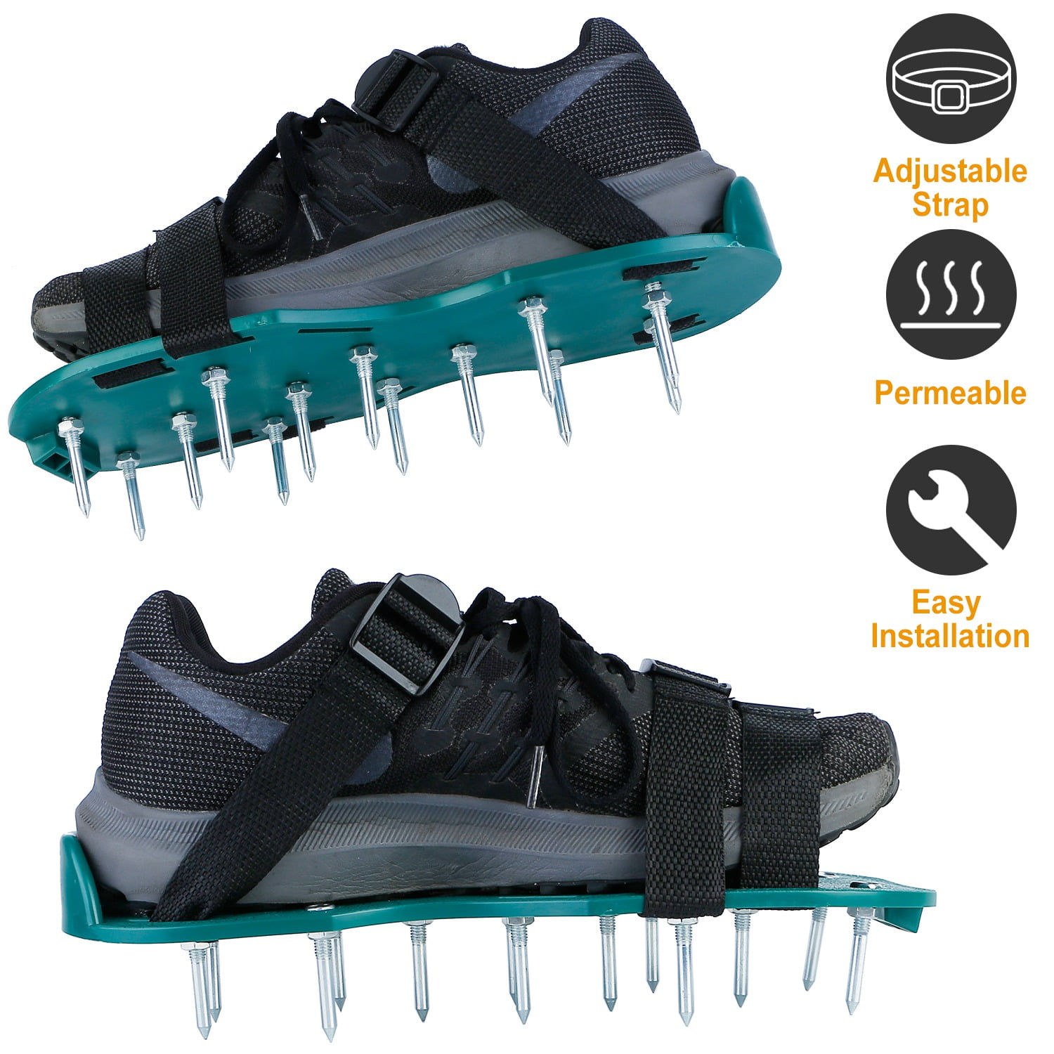 30x13cm Spikes Pair Lawn Garden Grass Aerator Aerating Shoes Garden Sandals V4H2 
