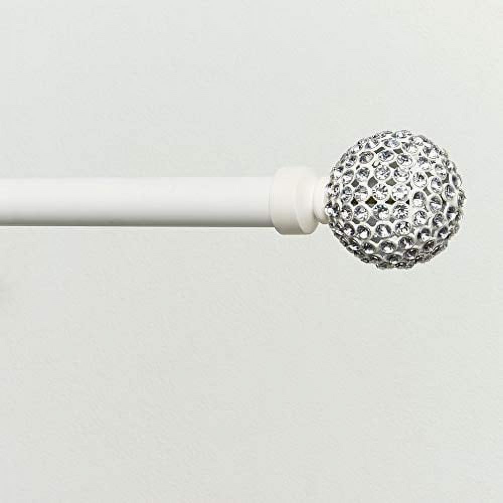 Exclusive Home Anastasia 1" Curtain Rod and Finial Set, White, Adjustable 36"-72"