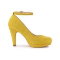 thumbnail image 4 of BLISSFUL STEP Women' Shoes Round Toe Stiletto Heel Ankle Strap Pumps Yellow 9.5, 4 of 9