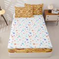 thumbnail image 4 of Homewish Cartoon Capybara Zipper Full Size Comforter Sets with Fitted Sheet and 2 Pillowcases for Kids, Ice Cream Donut Zipper Bedding Set, Stars Reversible, 4pcs, 4 of 6