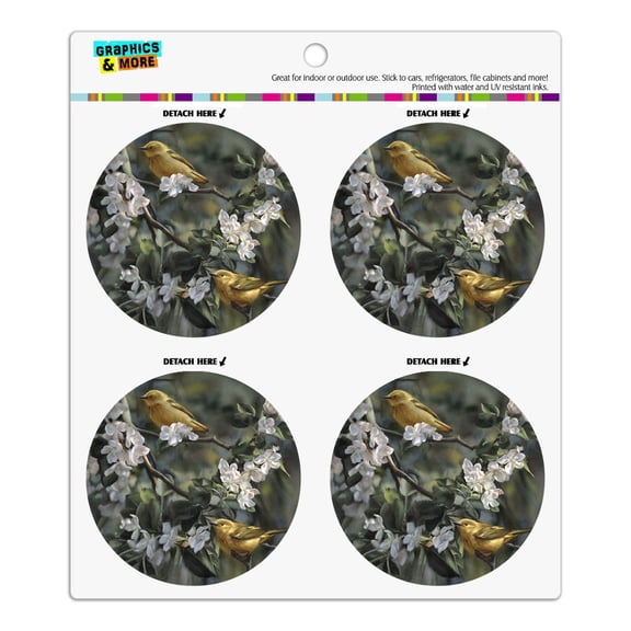 American Yellow Warblers Birds Refrigerator Fridge Locker Vinyl Circle Magnet Set