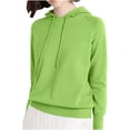 thumbnail image 6 of Plebaso Women's Knit Hoodie Solid Color Long Sleeve Hooded Drawstring Pullover Sweater Tops for Women, 6 of 9