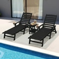 thumbnail image 3 of LOYALICE Adjustable Wheeled HDPE Plastic Outdoor Patio Lounge Chair set of 2, W/ Cup Holder,78.3"x25.1"x16.3", Black, 3 of 8