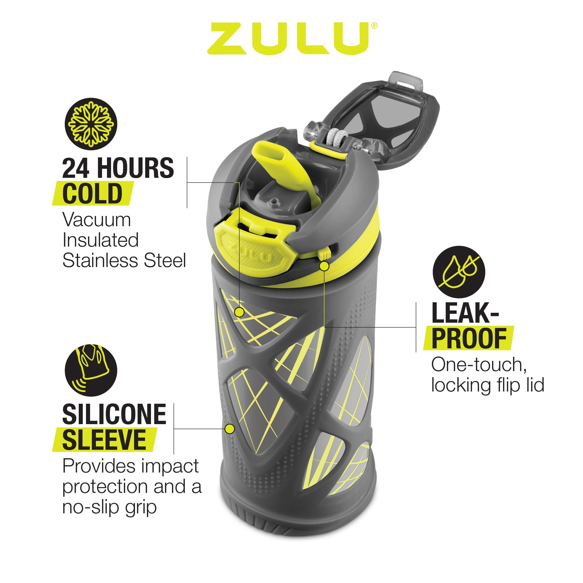 ZULU Echo Kids 12 fl oz Stainless Steel Insulated Water Bottle, Blue