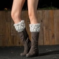 thumbnail image 7 of Visland Women Boots Socks, Fashion Casual Leopard Print Soft Cozy Fluffy Crochet Knitted Autumn Winter Short Leg Warmers Boot Cuffs Toppers Socks for Outdoor Daily Wear, 7 of 7