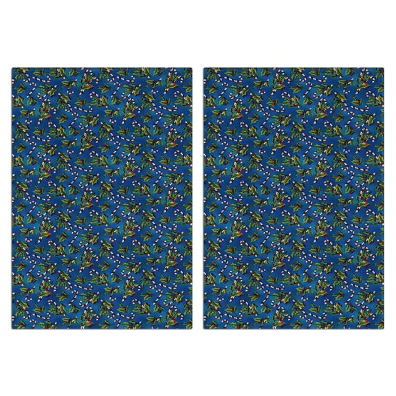 2 Pcs Funny Kitchen Towels,Blue Christmas Holly and Candy Cane Pattern Microfiber Dish Towels,Kitchen Tea Towels,Kitchen Towel Set (18" X 26")
