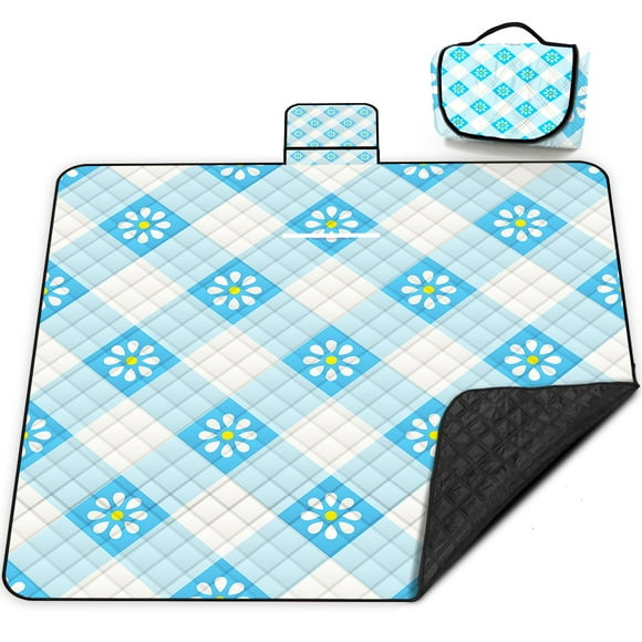 Manta de pícnic Poedist, 203 x 203 cm, impermeable, plegable, azul