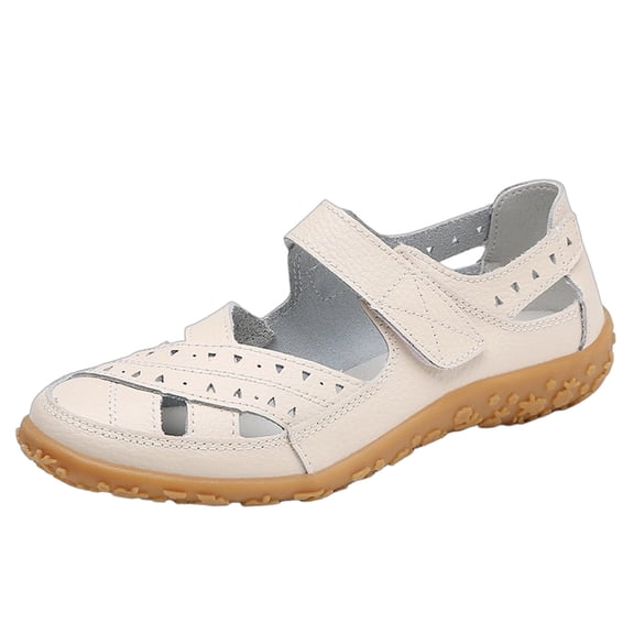 Women's Summer Casual Closed Toe Leather Sandals,Comfortable Soft Sole Ankle Strap Mary Jane Orthopedic Beach Shoes,39