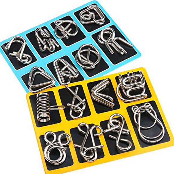 IMENGL Ring Mind Wire Pcs IQ Test Gift Kids Game Metal Brain 16 Puzzle Toy Teaser Education Activities for Toddlers 1-3,Toddler Magnets for Refrigerator,Animal Matching Game Head And Tails,Thick It,