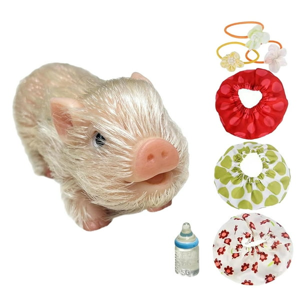 Muñeco de cerdo de silicona de 5/6 pulgadas, Mini cerdo de silicona suave y realista, cerdo de silicona Reborn en miniatura con accorios para regalo de niños