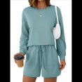 thumbnail image 2 of Conjunto de Pijama Deportivo Informal de Dos Piezas para Mujer con Bolsillos, Ropa de Moda de Otoño Azul y Verde L, 2 of 5
