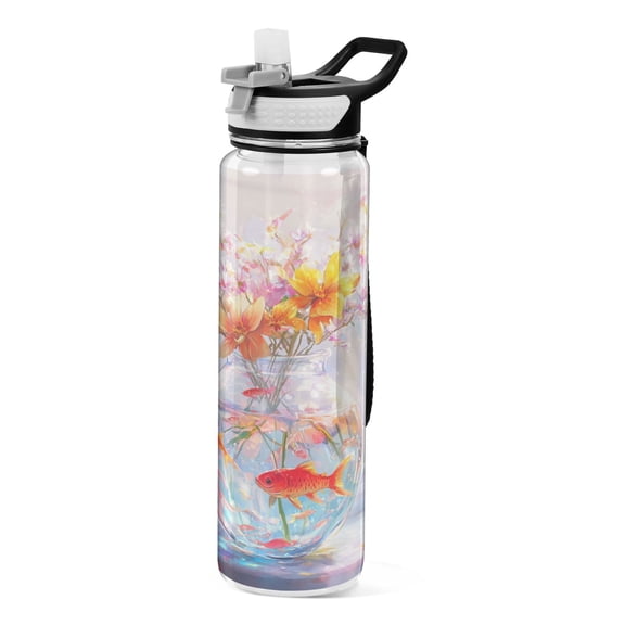 BZSMCE Sport Bottle Radiant Floral Aquarium Outdoor sports Water Bottle Size: 10.4x3in