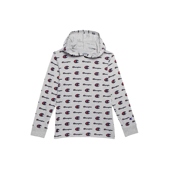 Champion Big Boy's Long-Sleeve All Over Print Hooded Shirt (Oxford Heather, X-Large, XL, 20)