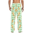 thumbnail image 4 of Cotton Mens PJ Pajama Pants Bottoms Waistband Sleepwear with Pockets Green Checkered with Carrots, 4 of 7