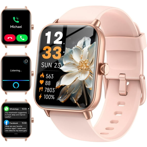 Reloj inteligente Hingso para mujer con Android y iPhone, Alexa Pink