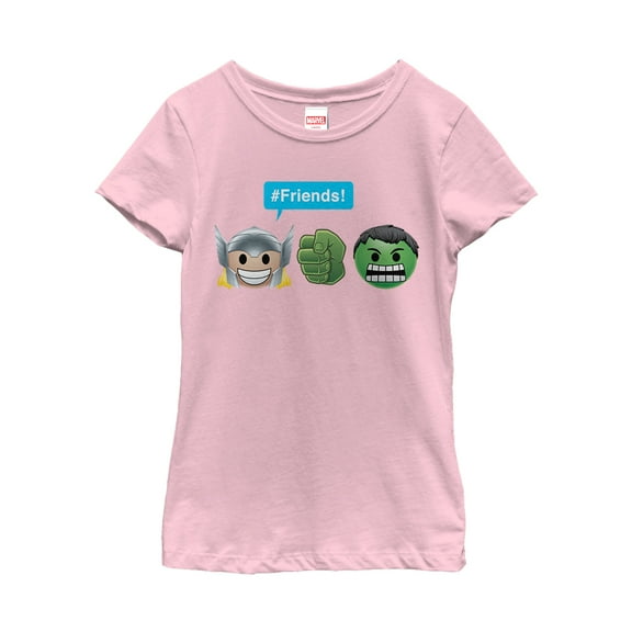 Girl's Marvel Thor Hulk Friend Emoticon Graphic Tee Light Pink Medium