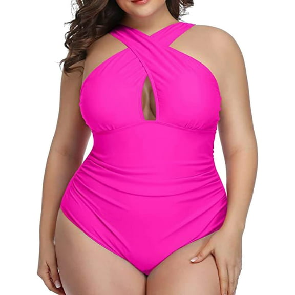 Vedolay Hand Braid Macrame Tummy Control V-Neck Ruched One Piece Swimsuits (Women's)