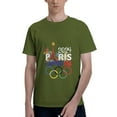 thumbnail image 1 of T-Shirt à Manches Courtes Basique pour Hommes Mode Jeux de Sport Paris 2024 Vert Mousse Grand, 1 of 5