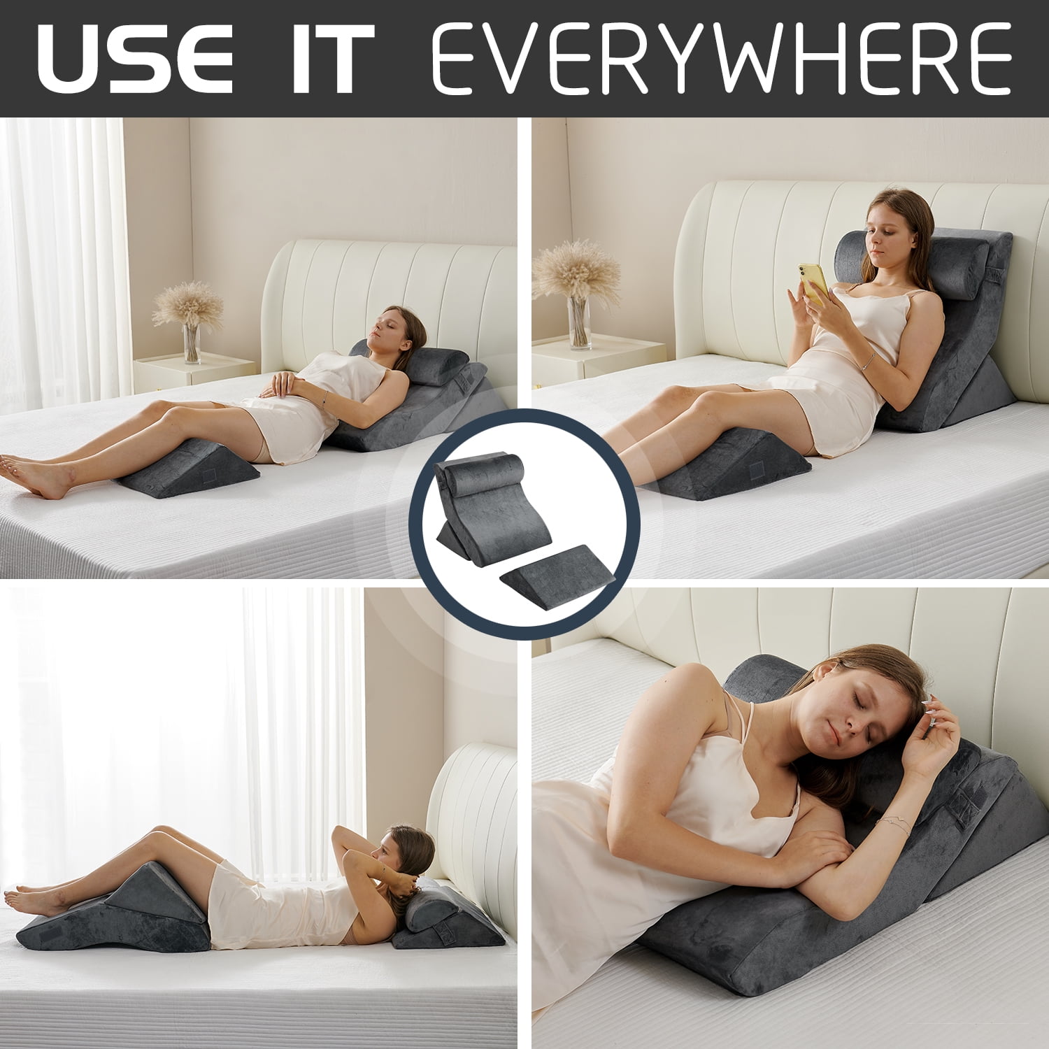 6PCS Qirroboni Orthopedic Bed Wedge Pillow Set, Adjustable Pillows