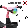 thumbnail image 2 of Triciclo para Niños con Bastón Torreta con Luz y Sonido Pedales Desmontables Posapiés Plegables Apto desde 2 años o hasta 25 kg - Rosa, 2 of 7