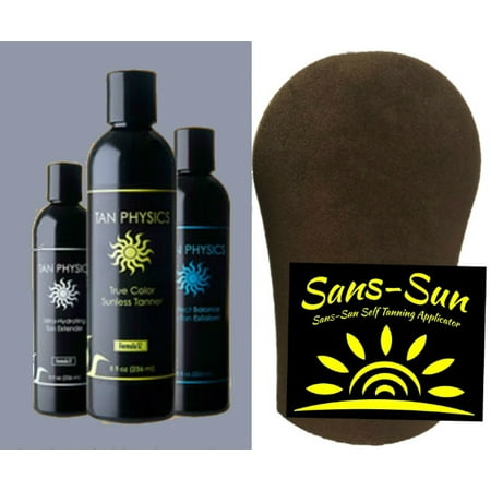 Dark Tan Combo - Tan Physics True Color Combo w/ FREE Mitt - Exfoliator, Extender and Tanner by Sans-Sun