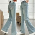 thumbnail image 4 of MKOSPLRT Bell Bottom Jeans for Girl High Waist Wide Leg Flare Jeans Distressed Retro Boot Cut Denim Pants with Pocket Clearance Deal, 4 of 4