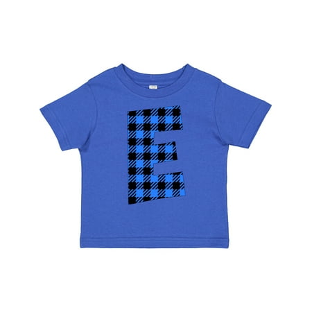 

Inktastic Blue Buffalo Plaid Initial E Gift Toddler Boy or Toddler Girl T-Shirt