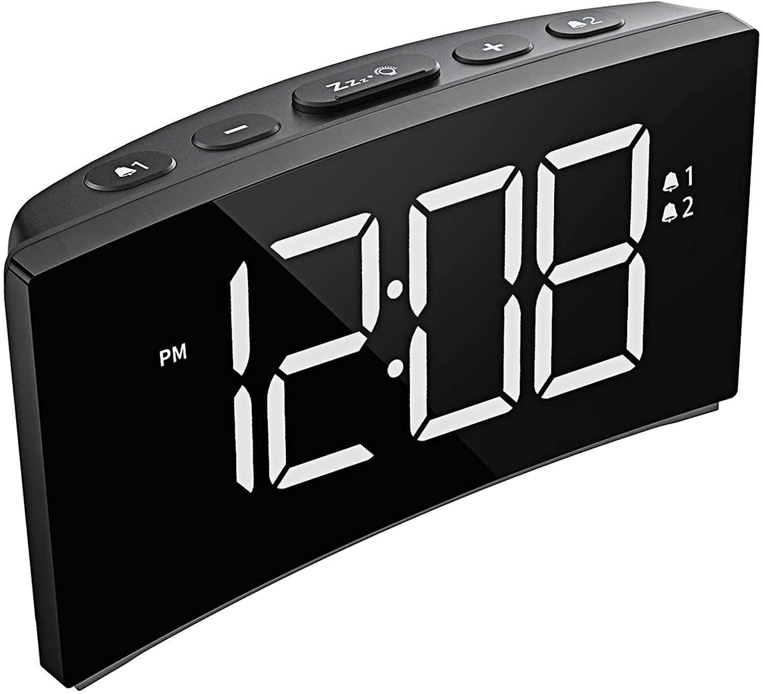 3 Alarm Sounds Snooze Digital Alarm Clock for Bedroom with 6 Brightness Dimmer and Dual Alarm Adapter not Included Mains Powered Alarm Clock 12/24-Hour Large Clear LED Display 3 Level Volume