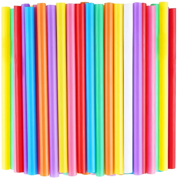 ACDANC 100 PCS Jumbo Smoothie Straws,Colorful Disposable Plastic Large Wide-mouthed Milkshake Straw (0.43)