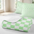 thumbnail image 4 of Manfei Modern Checkered Bed Spread Queen,Geometric Plaid Queen Coverlet Set,Green White,3 Pieces,1 Quilt and 2 Pillowcases, 4 of 7