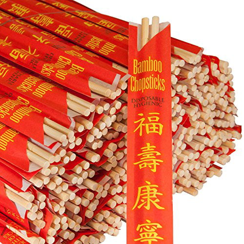Royal Paper Premium Disposable Bamboo Chopsticks Sleeved Sealed 100 Sets in Bag 