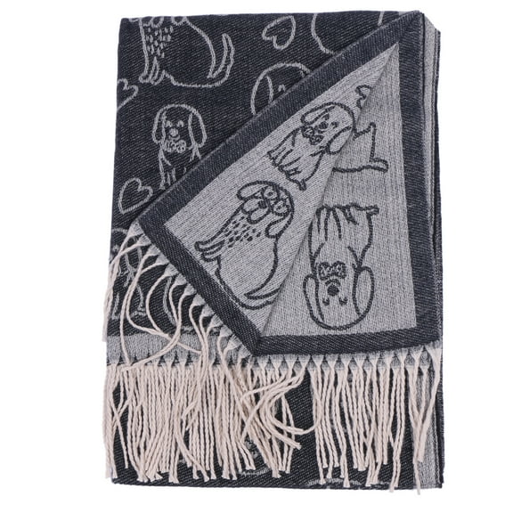 Women's Fringed Shawl Scarf Dog Winter Warm Wrap Stole Pashmina