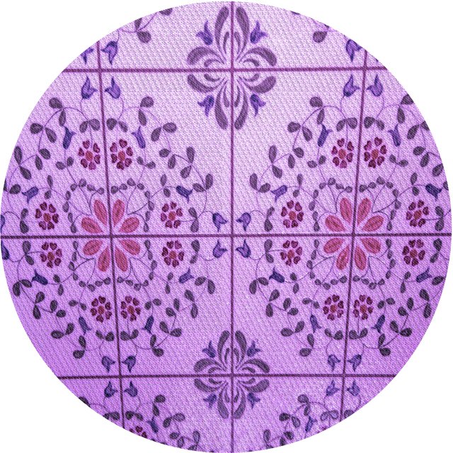 Ahgly Tapis Rond Lavable en Machine Intérieur Transitionnel Violet Violet, 5 Pieds Rond