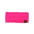 thumbnail image 3 of C.C Soft Stretch Winter Warm Cable Knit Fuzzy Lined Ear Warmer Headband, Neon Hot Pink, 3 of 3