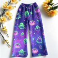 thumbnail image 5 of Purple Pajama Pants Women Stretch Lounge Pants Comfy Pjs Sleep Bottoms Soft Pajama Pants Cute Trousers Loose Palazzo S, 5 of 6