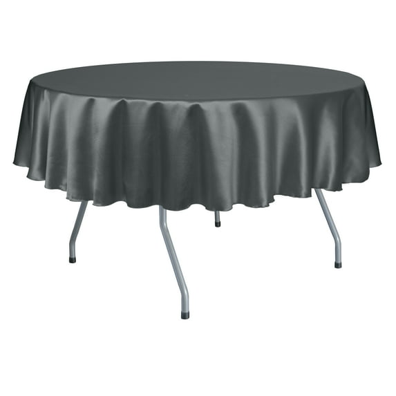 Ultimate Textile Herringbone - Fandango 84-Inch Round Tablecloth, Charcoal Grey