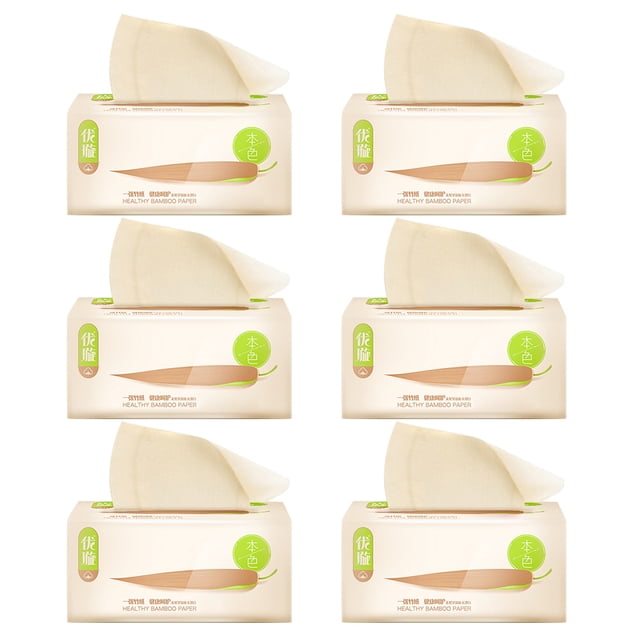 6 paquetes de papel de pulpa de bambú natural, toallas de papel para el hogar, servilletas de papel con extracción para el hogar, restaurantes y hoteles.