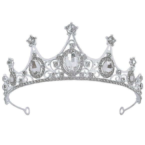 BRIGHTFUFU Tiara de boda para mujer, corona de diamantes de imitación, corona de novia para boda, tocado para cumpleaños