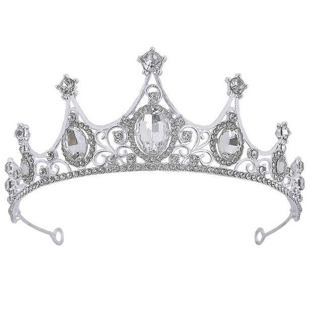 BRIGHTFUFU Tiara de boda para mujer, corona de diamantes de imitación, corona de novia para boda, tocado para cumpleaños