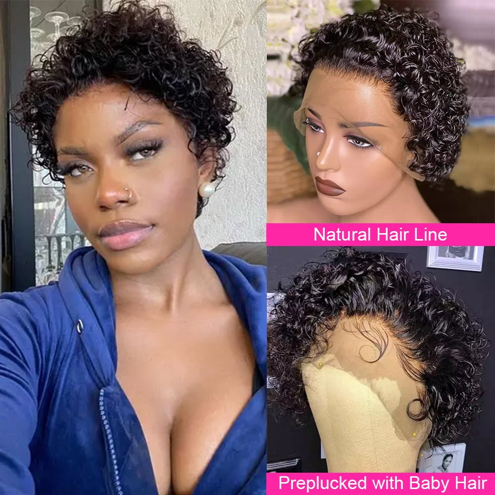 Urbeauty Pixie Cut Lace Front Wigs human hair Short Wigs for Black Women Human Hair Short Curly Human Hair Wigs Pre Plucked With Hand Tied Hairline