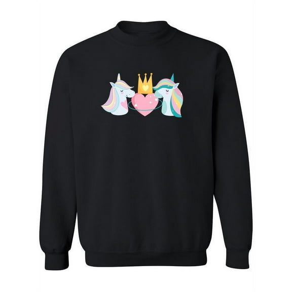 Heart With Crown And Unicorns Sweatshirt Women -Image by Shutterstock, Female Small