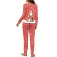 thumbnail image 3 of DISNIMO Womens Pajama Set Christmas Santa Claus Print 4 Piece Lounge Set with Long Pants Long Sleeve Sleepwear with Hairband Casual Loose Loungewear Nightwear with Pockets, 2XL, 3 of 7