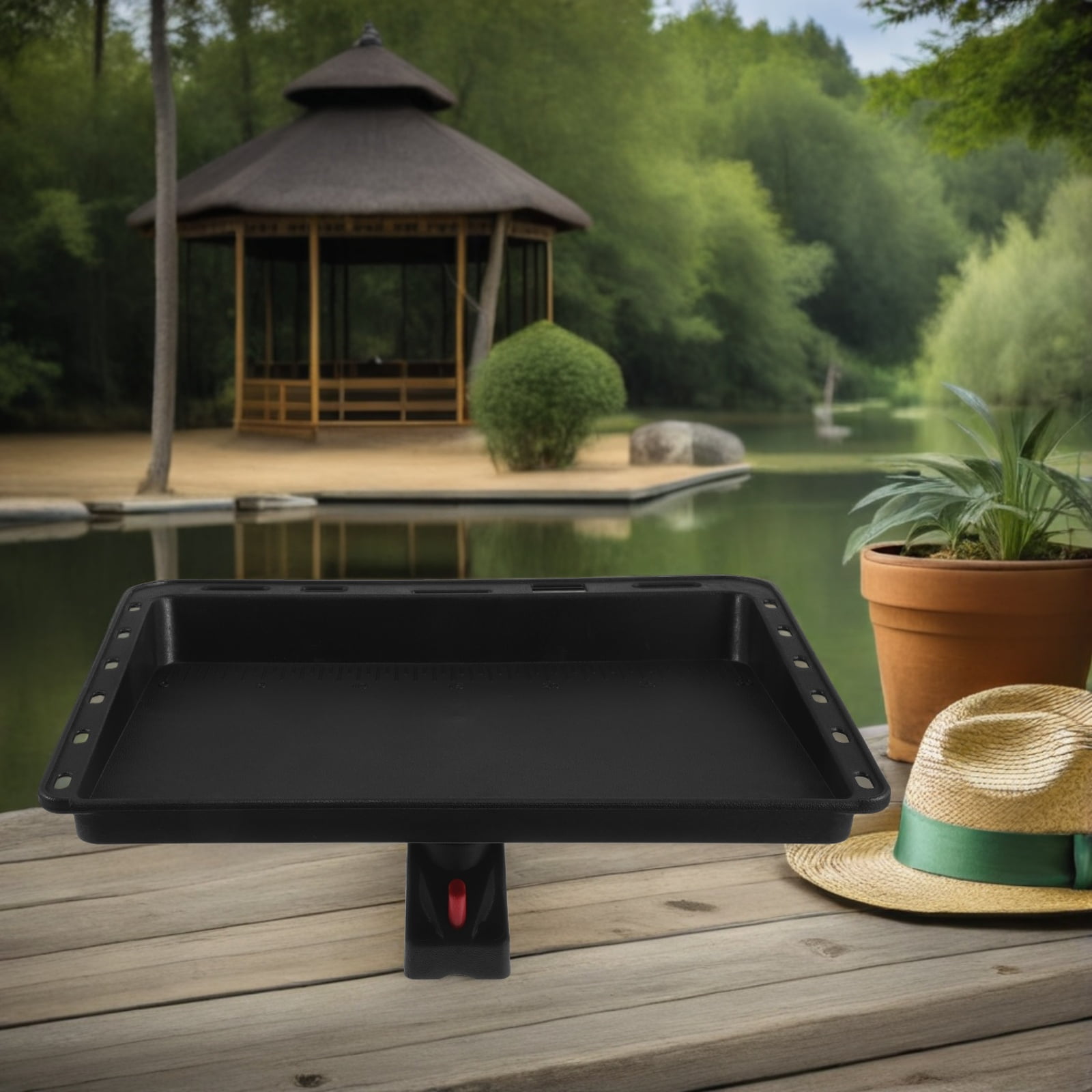 DEEPCRAFF Boat Accessories Black Cutting Board with Rod Holder and Bait Tray for Fishing